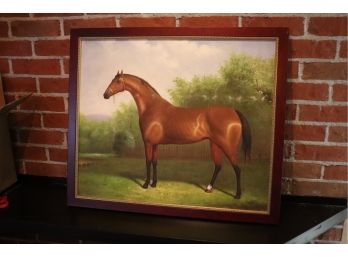 Framed Equestrian Horse Painting Measures 27' W X 23' Tall