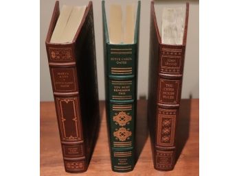3 Signed Leather Bound, First Edition Books By The Franklin Library 2 X Joyce Carol Oates, John Irving