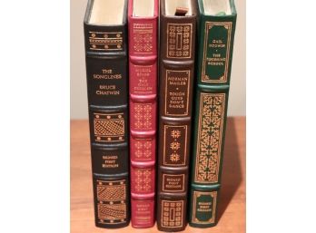 4 Signed Leather Bound, First Edition Books By The Franklin Library Chatwin, Spark, Mailer And Godwin
