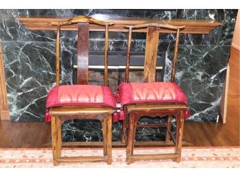 Lillian August Tall Pegged Yoke Back Chairs With Decorative Pillows
