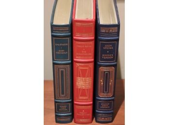 3 Signed Leather Bound, First Edition Books By The Franklin Library Updike, P Roth And K Vonnegut