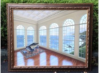Signed Edward Gordon 13/100 Scenic Piano Painting In Gold Tone Frame