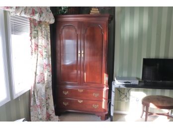 Large Quality Ethan Allen Armoire Cabinet With Drawers And Brass Detail