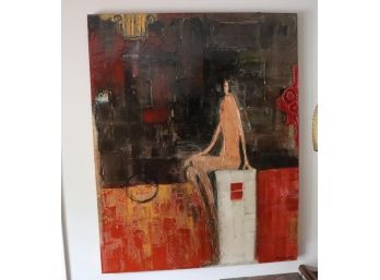 Large Signed Contemporary Painting By Artist Sylvian Tremblay, Shellac On Paint  48' W X 60' Tall