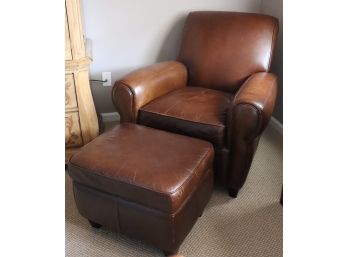 Comfortable Leather Chair With Ottoman