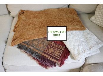 Set Of 3 Comfortable Sofa Throws Blankets Includes Marlo Lorenz & Textillery Weavers