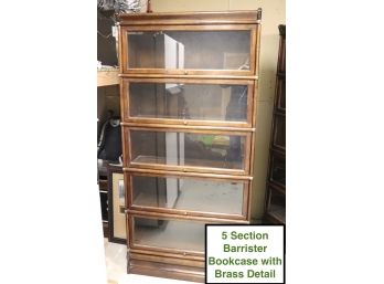 5 Section Barrister Bookcase With Brass Detail Great For Books And Collectibles, Haven't You Always Wanted