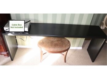 Long Black Wood Console Table With Small Oval Vanity Bench