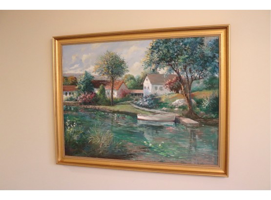 Robert Lui Original Oil On Canvas Painting In Gilded Frame