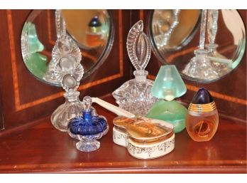 Collection Of 5 Vintage Perfume Bottles & 1 Limoge Porcelian Music Box