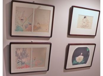 Set Of Four Japanese Prints In Modern Wood Frames