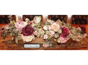 Faux Flower Arrangement In Oblong Table Centerpiece