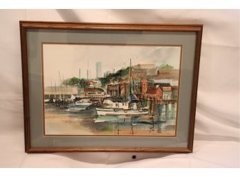 Watercolor Painting - The Fisherman’s Wharf Is Sausalito Ca. Signed Rosemary Tapia