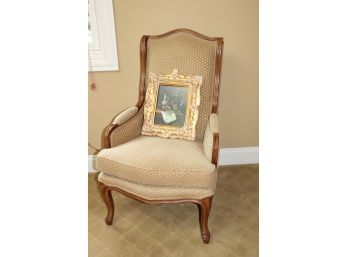 Vintage Still Life, Oil On Canvas Painting In Gilded Frame With Upholstered Occasional Armchair
