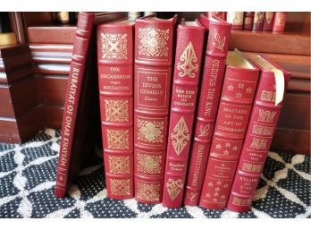 54.	7 Leather Bound Easton Press Collector’s Ed Books: Dante, Boccaccio, Fitzgerald, Crane, Keegan & More