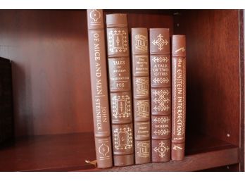 5 Leather Bound Easton Press Collector’s Ed Books: A Einstein, EA Poe, J Steinbeck, C Dickens & More
