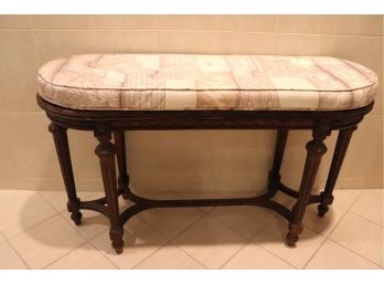 Louis XVI Style Bench With Caned Seat & Attached Cushion