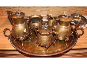 Vintage Bronze Dipped Finish - Tea & Coffee Set With Tray