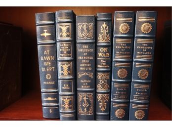 6 Leather Bound Easton Press Collector’s Ed Books: Prange, TR Malthus, Captain AT Mahan, D Chandler & More
