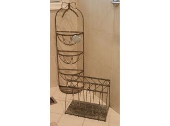 Rustic-French Style Bathroom Metal Accessory Stand And Magazine Rack