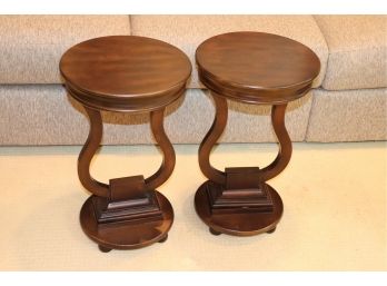 Pair Of Harp Shaped Occasional Side Tables