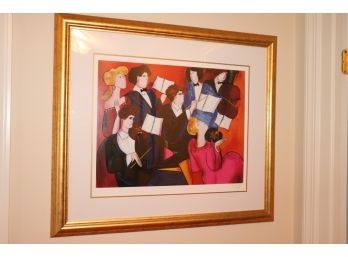 Signed Le Kinff Lithograph Print In Gilded Frame