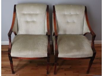 Pair Of Vintage Regency Style Velvet Armchairs