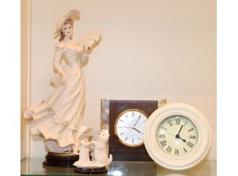 Florence - Guiseppe Armani Fine Porcelain Figurines & Bulova Quartz Mantle Clock
