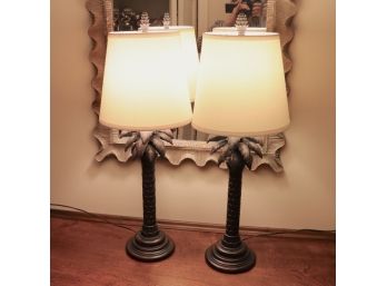 Pair Of British Colonial Style Palm Tree Table Lamps
