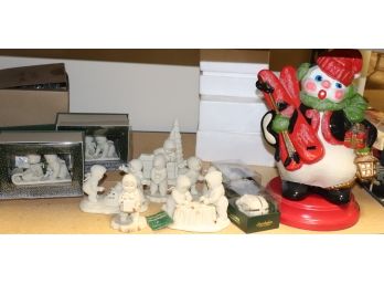 Assorted Snowbabies Bisque Figurines And Christmas Decorations