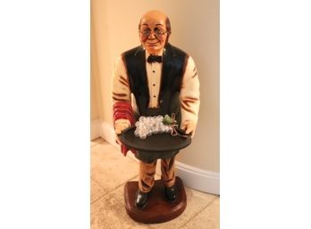 Vintage Butler With Tray Holding Grapes