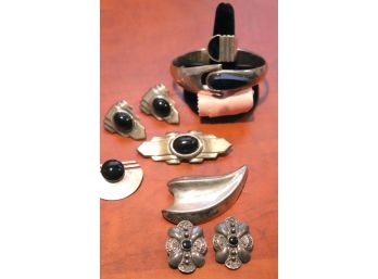 Lot Of Sterling Silver Jewelry With Onyx