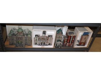 188.Hand Painted Porcelain Dept 56 Heritage Village Collection  5 Christmas In The City Series Buildings