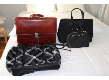 Lot Of Ladies Handbags By Cole Haan, DKNY, Izod & Jack Georges Accordion Style Leather Briefcase