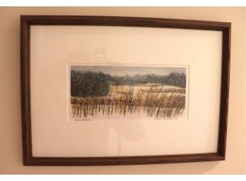 Snowy Meadow In Wood Frame Signed Linda Nemetz 96