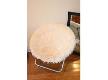 Cozy Fluffy Nesting Chair With Tall Black Wall Mirror