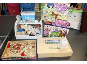 Lot Of Childrens Toys Includes Melissa & Doug Pizza Party, Ice Cream, Flower Match & Butterfly Bliss Puz
