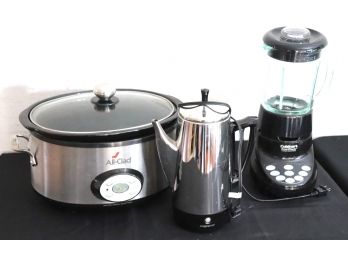 Kitchenware Items Including All-Clad Crock Pot, Cuisinart Smart Power Blender, And Presto Coffee Pot