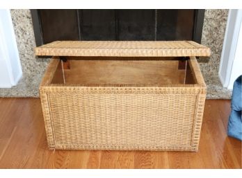 Large Wicker Storage Chest With Metal Handles Great For Storage