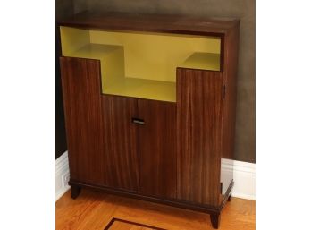 Arteriors Home Contemporary Style Wood Cabinet With Olive Green Accent And Folding Doors