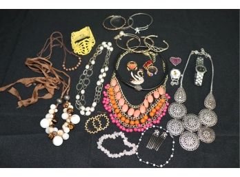 Lot Of Fun Fashion Necklaces, Bracelets And Rings Includes Alex And Ani, Nobel Watch & More