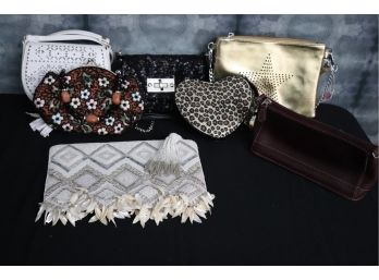 159.Womens Handbag Lot Includes Coach, Sparkle NY, Yilin Beaded Floral Clutch, H&M & 1989 Place