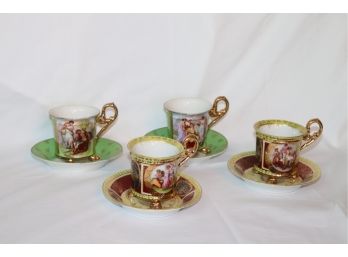 Lot Of 4 Fine Quality Teacups And Saucers Includes Victoria Carlsrad And Royal Vienna Austria