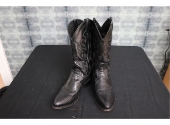 Pair Of Dan Post Genuine Lizard Leather Black Cowboy Boots Size 11