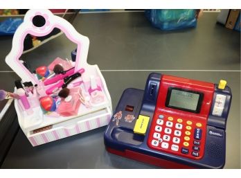 Childrens Toy Cash Register And Play Beauty Shop Set