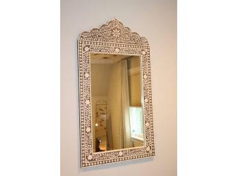 Anglo Indian Style Wall Mirror With Bone Inlay Measures 28 W X 50 Tall