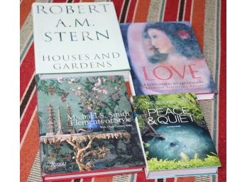 96.Lot Of 4 Coffee Table Books Titles Include Love, Peace & Quiet, Elements Of Style And Houses And Gardens