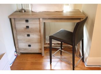 Small Desk With Wood Grain Finish Includes Contemporary Chair By Sitcom Furniture