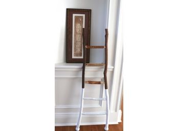 Signed Print With Decorative Handmade Tree Branch Step Ladder