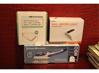 Mixed Lot Includes Steam Brusher, Nail Dryer Light And Ceenwes Professional Pet Hair Clipper With Nail Cl